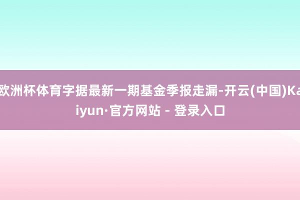 欧洲杯体育字据最新一期基金季报走漏-开云(中国)Kaiyun·官方网站 - 登录入口