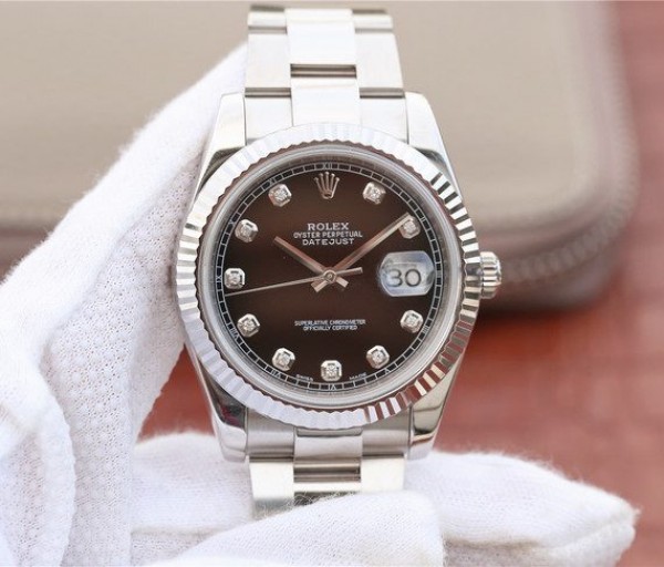 Rolex DateJust 41mm 126334 Fluted Bezel Black Dial Diamonds Markers Jubilee Bracelet A3235