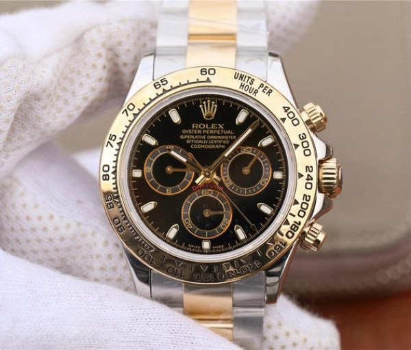 Rolex Daytona 116523 Thick YG Wrapped Black Dial Sticks Markers SS/YG Bracelet A7750