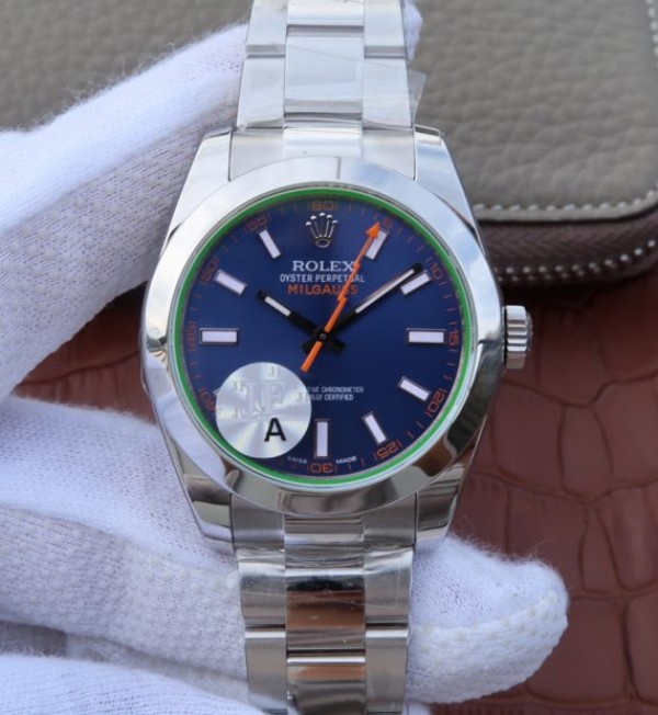 Rolex Milgauss 116400 GV JF Green Sapphire Blue Dial SS Bracelet SH3131