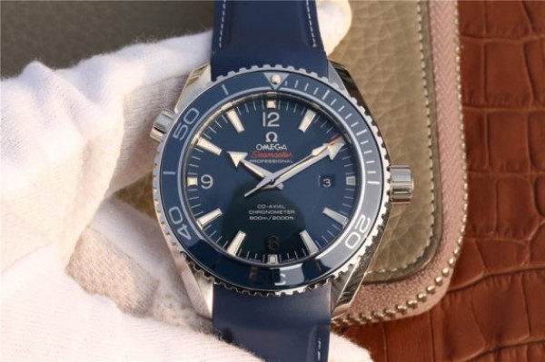 Omega Planet Ocean Professional Blue Liquidmetal Bezel 45mm OMF Rubber Strap A8500