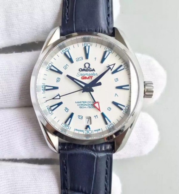 Omega Seamaster CO-AXIAL 150M GoodPlanet SS GMT White Dial Leather A8605