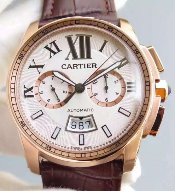 Cartier JF Cartier Calibre de Cartier RG Chronograph White Dial Miyota 9100