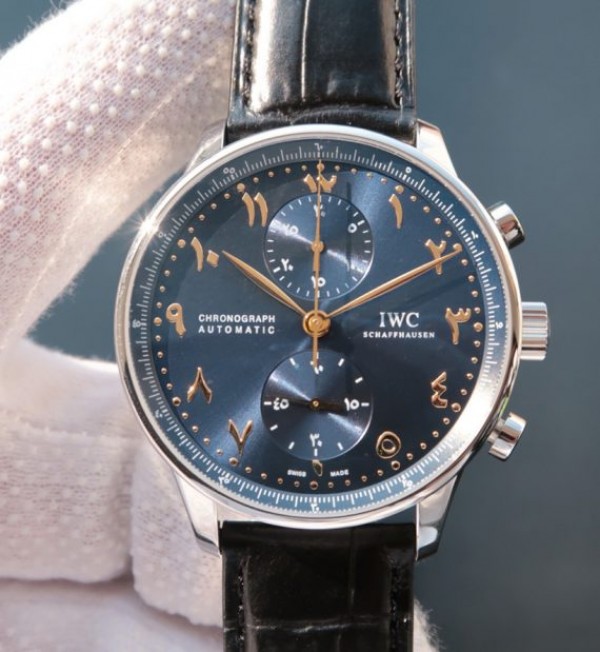 IWC YLF Portuguese Chrono Dubai limited Edition Blue Dial YG Markers