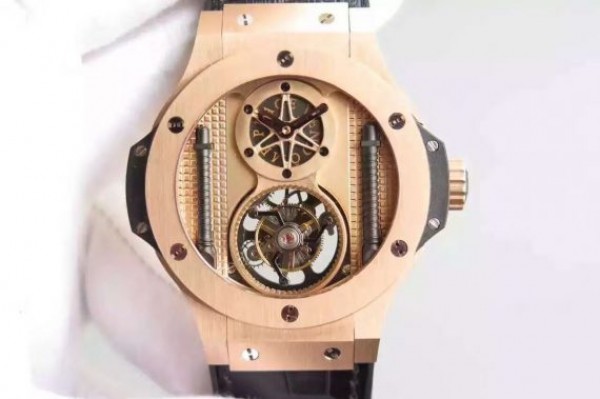 Hublot Big Bang 44mm Vendome Real Tourbillon Rose Gold Black Gummy