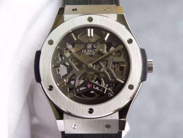 Hublot Classic Fusion Tourbillon 45mm TF Skeleton Dial Black Gummy Strap A23J