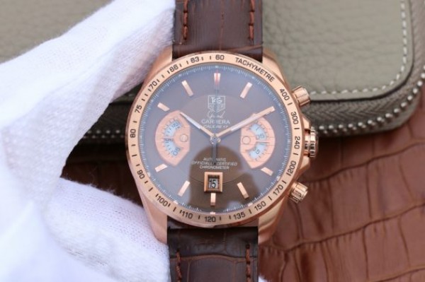 Tag Heuer Grand Carrera Chronograph Rose Gold Calibre 17 Brown Dial A7750