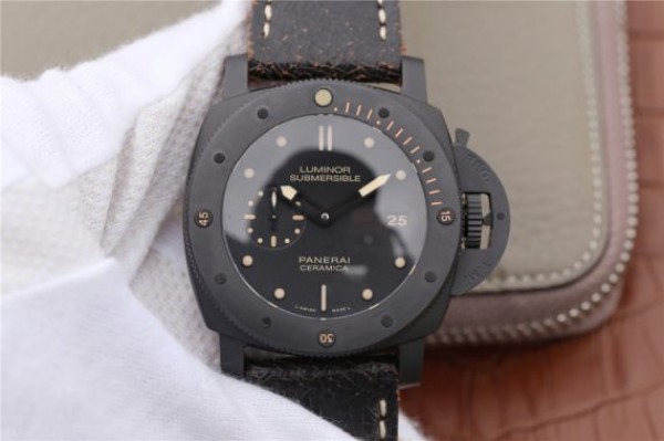 Panerai PAM508 VSF Real Ceramic Black Distressed Calfskin Strap P.9000