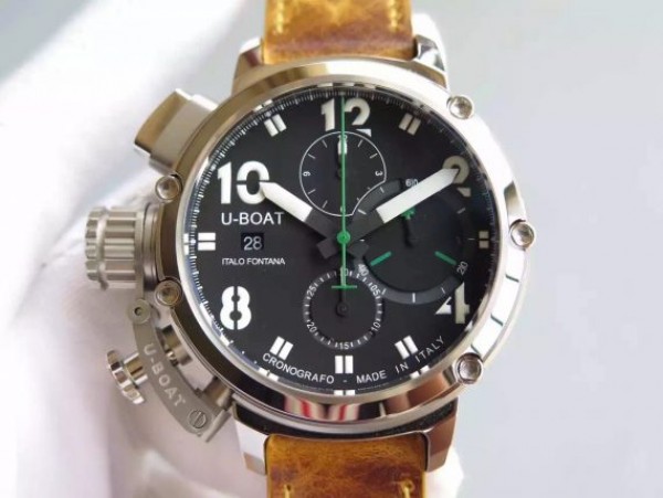 U-Boat U-51 Chimera Watch Limited Edition Black Dial White Hands Light Brown Leather Strap A7750